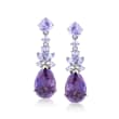 Purple Turquoise and 1.70 ct. t.w. Tanzanite Drop Earrings in Sterling Silver