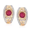 1.20 ct. t.w. Ruby and .24 ct. t.w. Diamond Earrings in 14kt Yellow Gold