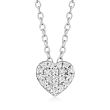 .15 ct. t.w. Pave Diamond Heart Necklace in Sterling Silver