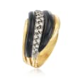 C. 1980 Vintage Black Onyx and .50 ct. t.w. Diamond Ring in 18kt Yellow Gold 