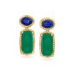 Lapis and Green Chalcedony Drop Earrings in 18kt Gold Over Sterling