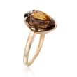 4.00 Carat Smoky Quartz and 1.00 Carat Citrine Ring in 14kt Yellow Gold