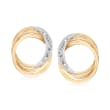 C. 1980 Vintage 14kt Yellow Gold Earrings with Diamond Accents