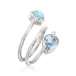 Larimar and 2.00 Carat Blue Topaz Twist Ring in Sterling Silver