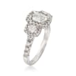 Henri Daussi 1.78 ct. t.w. Three-Stone Diamond Engagement Ring in 18kt White Gold