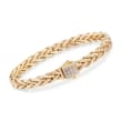 Phillip Gavriel &quot;Woven Gold&quot; .12 ct. t.w. Pave Diamond Link Bracelet in 14kt Yellow Gold