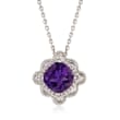 3.60 Carat Amethyst and .50 ct. t.w. White Topaz Frame Pendant Necklace in Sterling Silver