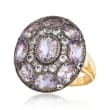 4.30 ct. t.w. Pink Amethyst and .49 ct. t.w. White Topaz Ring in 18kt Gold Over Sterling