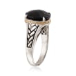 Black Onyx Braided Ring in Sterling Silver and 14kt Yellow Gold