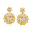 3.00 ct. t.w. Diamond Flower Drop Earrings in 18kt Gold Over Sterling