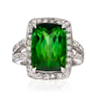 9.50 Carat Green Tourmaline and .75 ct. t.w. Diamond Ring in 14kt White Gold