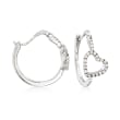 .50 ct. t.w. Diamond Heart Hoop Earrings