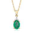 .85 Carat Emerald Pendant Necklace with Diamond Accents in 14kt Yellow Gold