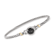 Phillip Gravriel &quot;Italian Cable&quot;  Black Onyx Bracelet in Sterling Silver with 18kt Yellow Gold