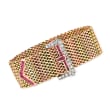 C. 1940 Vintage 1.25 ct. t.w. Diamond and 1.00 ct. t.w. Ruby Buckle Bracelet in 18kt Tri-Colored Gold