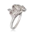 C. 1950 Vintage .55 ct. t.w. Diamond Swirl Ring in 14kt White Gold