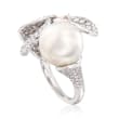 Mikimoto 13mm A+ South Sea Pearl and 3.42 ct. t.w. Diamond Flower Ring in 18kt White Gold