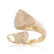 .32 ct. t.w. Pave Diamond Triangle Bypass Ring in 14kt Yellow Gold
