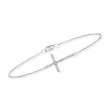 Diamond-Accented Sideways Cross Bracelet in 14kt White Gold