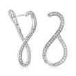 1.00 ct. t.w. Diamond Twist Hoop Earrings in 14kt White Gold