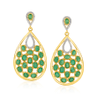 7.50 ct. t.w. Emerald Drop Earrings in Two-Tone Sterling Silver