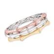 .75 ct. t.w. Diamond Three-Row Bangle Bracelet in 14kt Tri-Colored Gold
