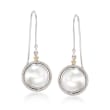 10mm Cultured Pearl Drop Earrings with 14kt Yellow Gold Flowers in Sterling Silver