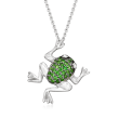 .40 ct. t.w. Green Chrome Diopside Frog Necklace in Sterling Silver with Black Rhodium
