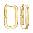 Italian Black Enamel Paper Clip Link Removable Hoop Drop Earrings in 18kt Gold Over Sterling