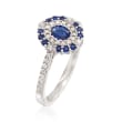 Gregg Ruth .50 ct. t.w. Sapphire and .35 ct. t.w. Diamond Ring in 18kt White Gold