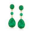 25.10 ct. t.w. Emerald Drop Earrings in 18kt Gold Over Sterling