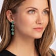 C. 1980 Vintage 6.00 ct. t.w. Emerald and 1.35 ct. t.w. Diamond Floral Drop Earrings in 14kt White Gold