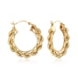14kt Yellow Gold Rope Hoop Earrings. 1&quot;