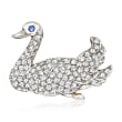 C. 1980 Vintage 1.35 ct. t.w. Diamond Swan Pendant Necklace with Sapphire Accent in 18kt Two-Tone Gold