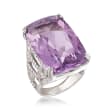 30.00 Carat Amethyst and 1.20 ct. t.w. White Zircon Geometric Ring in Sterling Silver