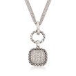 .50 ct. t.w. CZ Square and Open Circle Pendant Necklace in Sterling Silver