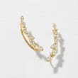 .20 ct. t.w. Diamond Leaves Ear Climbers in 14kt Yellow Gold