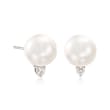 Mikimoto &quot;Everyday Essentials&quot; 10mm A+ South Sea Pearl and .20 ct. t.w. Diamond Earrings in 18kt White Gold
