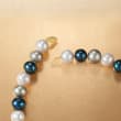 12-13mm Multicolored Cultured Pearl Necklace with 14kt Yellow Gold
