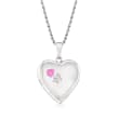 Heart and Paw Print Pet Memorial and Photo Locket Pendant Necklace in Sterling Silver