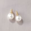 12-13mm Cultured South Sea Pearl and .16 ct. t.w. Diamond Earrings in 18kt Yellow Gold