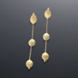 14kt Yellow Gold Linear Pebble Station Earrings