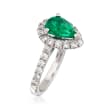 1.70 Carat Pear Emerald and .95 ct. t.w. Diamond Ring in 14kt White Gold