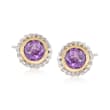 Phillip Gavriel &quot;Popcorn&quot; .72 ct. t.w. Amethyst Stud Earrings in Sterling Silver with 18kt Yellow Gold