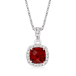 1.20 Carat Garnet Pendant Necklace with .20 ct. t.w. White Topaz in Sterling Silver