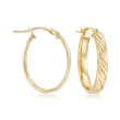 Italian 14kt Yellow Gold Lined Hoop Earrings