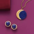 Lapis and .15 ct. t.w. Diamond Stud Earrings in 14kt Yellow Gold