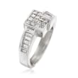 1.50 ct. t.w. Princess and Baguette Diamond Square Bypass Ring in 14kt White Gold