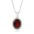 2.00 Carat Garnet Pendant Necklace with Diamond Accents in 14kt White Gold