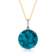 7.00 Carat London Blue Topaz Pendant Necklace in 14kt Yellow Gold